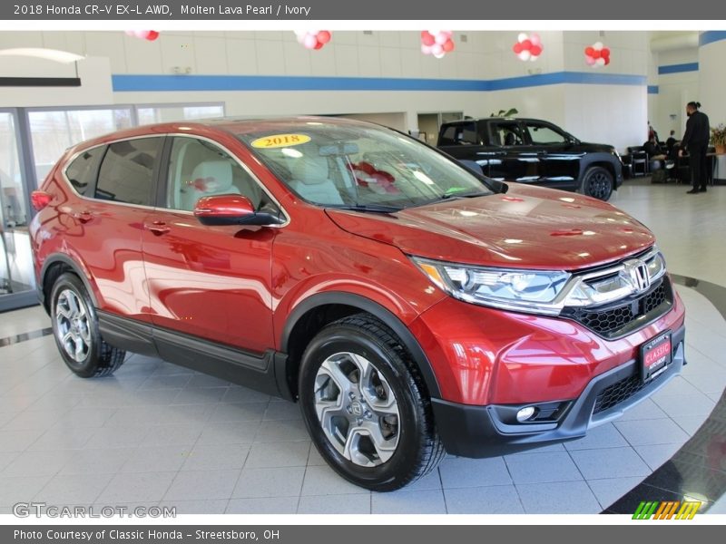 Molten Lava Pearl / Ivory 2018 Honda CR-V EX-L AWD