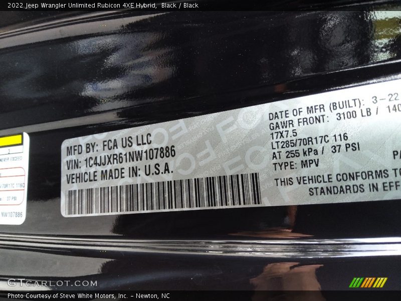Black / Black 2022 Jeep Wrangler Unlimited Rubicon 4XE Hybrid