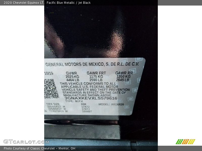 Pacific Blue Metallic / Jet Black 2020 Chevrolet Equinox LT