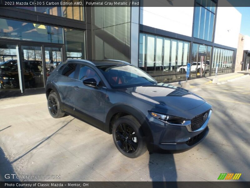 Polymetal Gray Metallic / Red 2023 Mazda CX-30 S Carbon Edition AWD