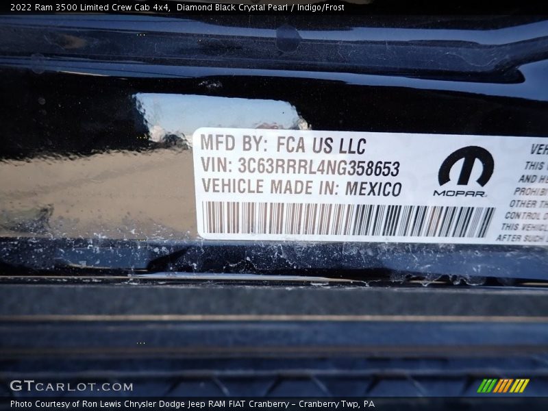 Diamond Black Crystal Pearl / Indigo/Frost 2022 Ram 3500 Limited Crew Cab 4x4