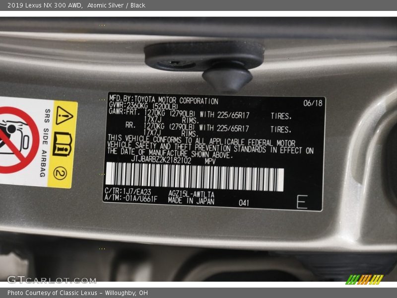 Atomic Silver / Black 2019 Lexus NX 300 AWD