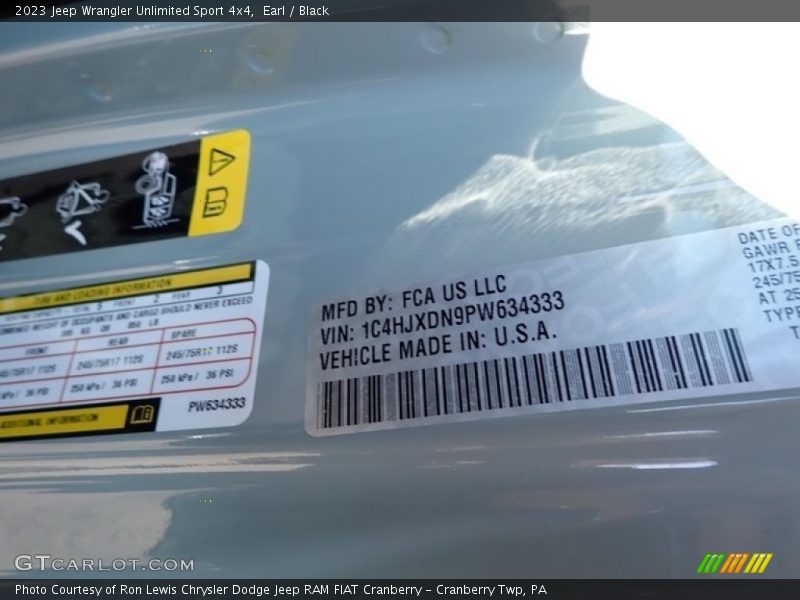 Earl / Black 2023 Jeep Wrangler Unlimited Sport 4x4
