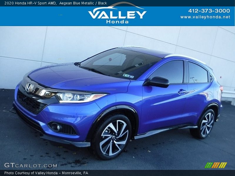 Aegean Blue Metallic / Black 2020 Honda HR-V Sport AWD
