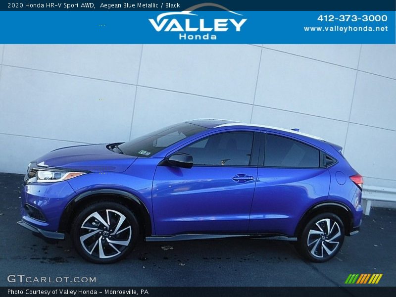 Aegean Blue Metallic / Black 2020 Honda HR-V Sport AWD