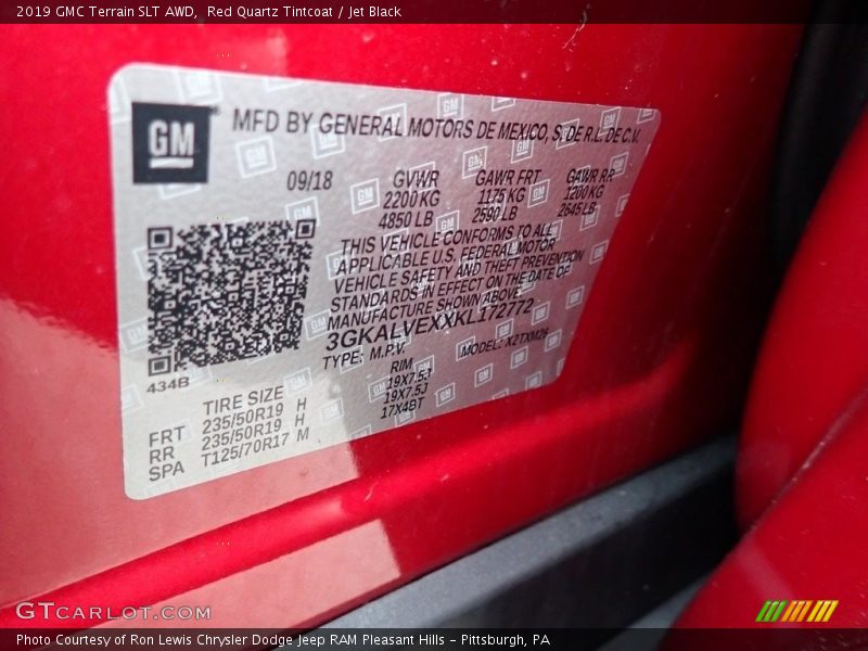 Red Quartz Tintcoat / Jet Black 2019 GMC Terrain SLT AWD