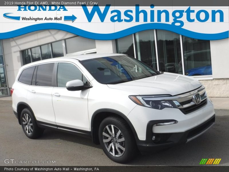 White Diamond Pearl / Gray 2019 Honda Pilot EX AWD