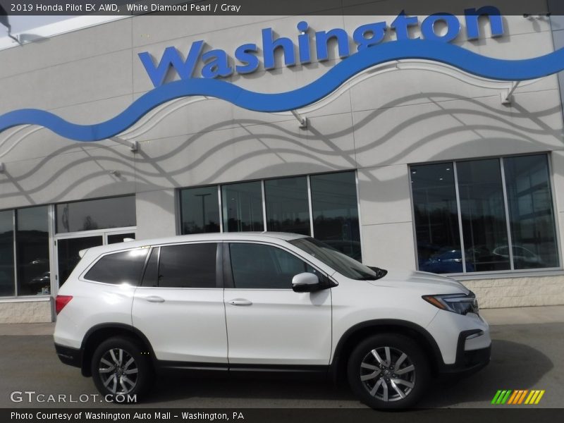 White Diamond Pearl / Gray 2019 Honda Pilot EX AWD
