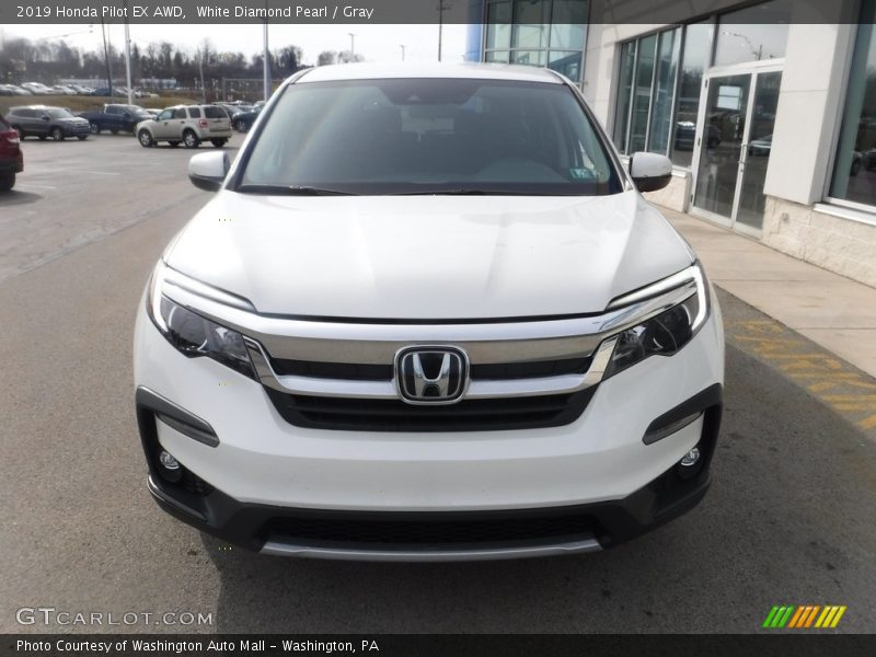 White Diamond Pearl / Gray 2019 Honda Pilot EX AWD