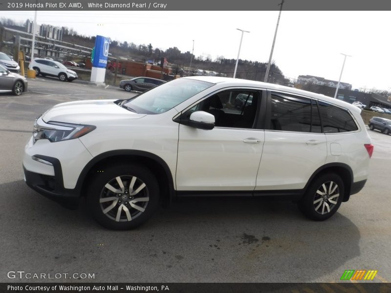 White Diamond Pearl / Gray 2019 Honda Pilot EX AWD