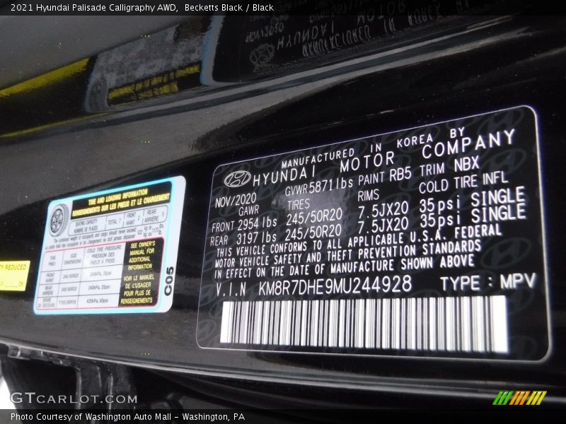 Becketts Black / Black 2021 Hyundai Palisade Calligraphy AWD