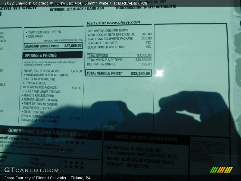 Summit White / Jet Black/­Dark Ash 2022 Chevrolet Colorado WT Crew Cab 4x4