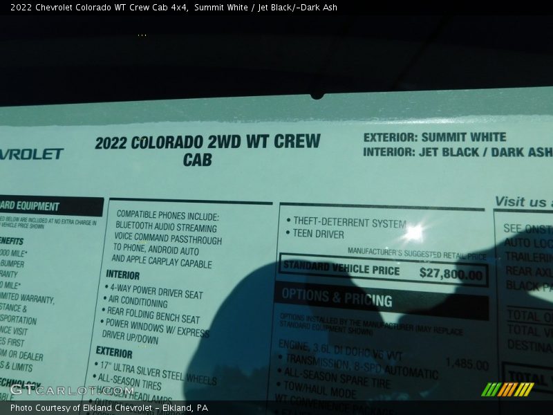 Summit White / Jet Black/­Dark Ash 2022 Chevrolet Colorado WT Crew Cab 4x4