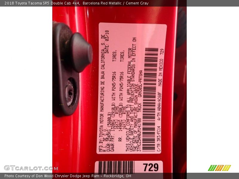 Barcelona Red Metallic / Cement Gray 2018 Toyota Tacoma SR5 Double Cab 4x4
