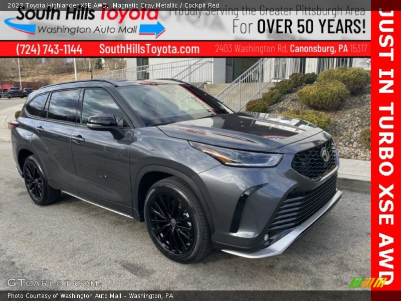 Magnetic Gray Metallic / Cockpit Red 2023 Toyota Highlander XSE AWD