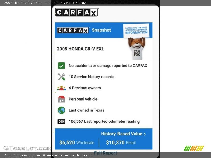 Glacier Blue Metallic / Gray 2008 Honda CR-V EX-L