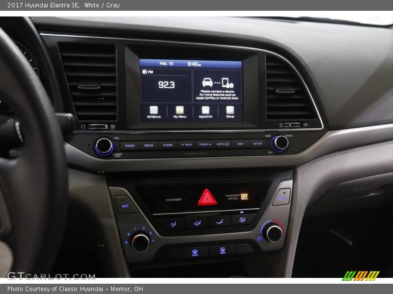 White / Gray 2017 Hyundai Elantra SE