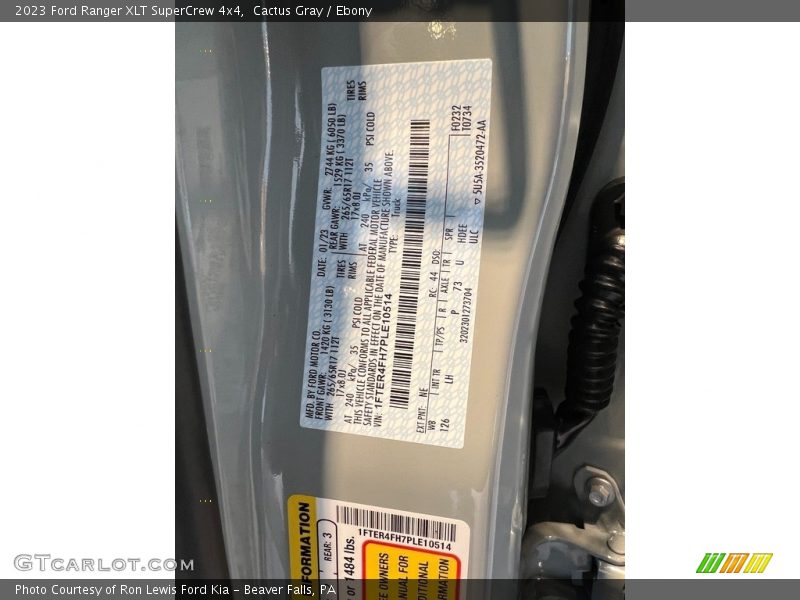 2023 Ranger XLT SuperCrew 4x4 Cactus Gray Color Code NE