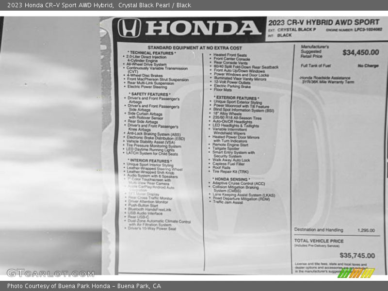  2023 CR-V Sport AWD Hybrid Window Sticker