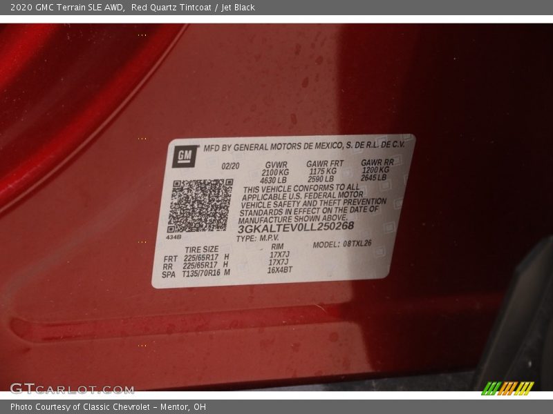 Red Quartz Tintcoat / Jet Black 2020 GMC Terrain SLE AWD