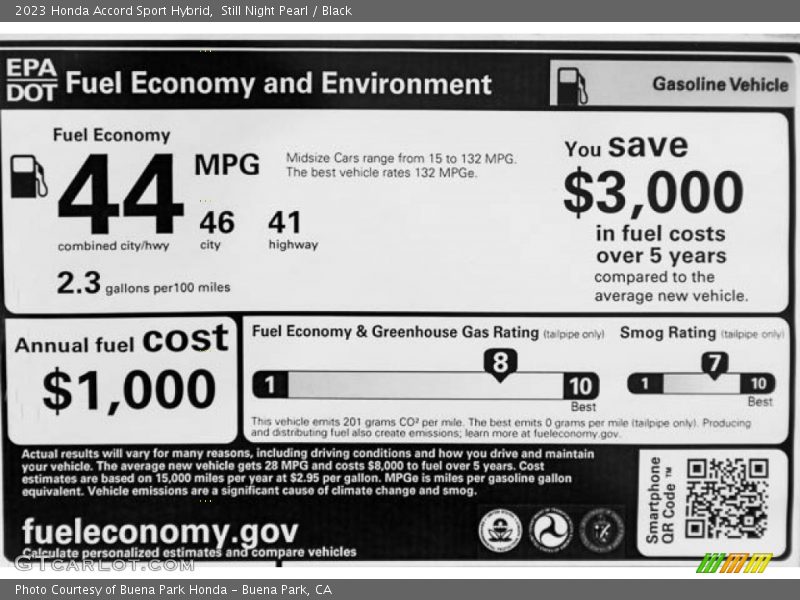 Info Tag of 2023 Accord Sport Hybrid