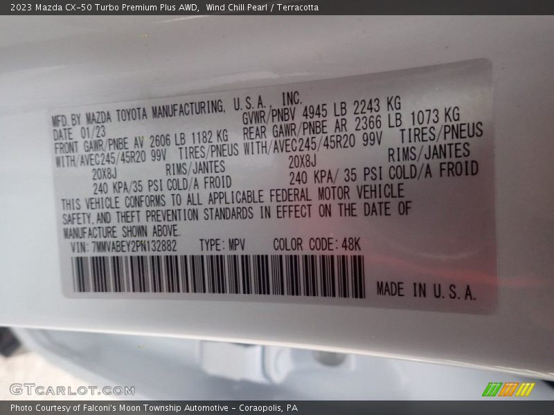 2023 CX-50 Turbo Premium Plus AWD Wind Chill Pearl Color Code 48K