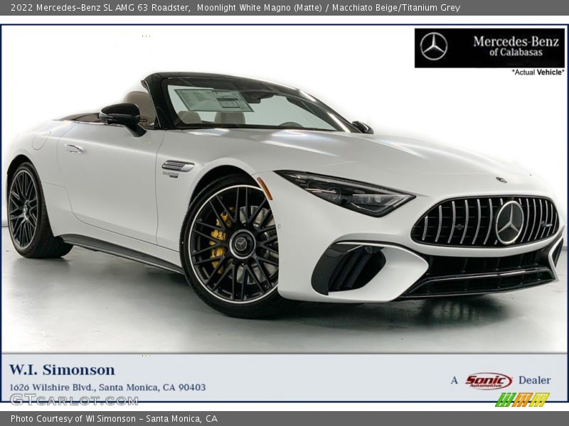 Moonlight White Magno (Matte) / Macchiato Beige/Titanium Grey 2022 Mercedes-Benz SL AMG 63 Roadster