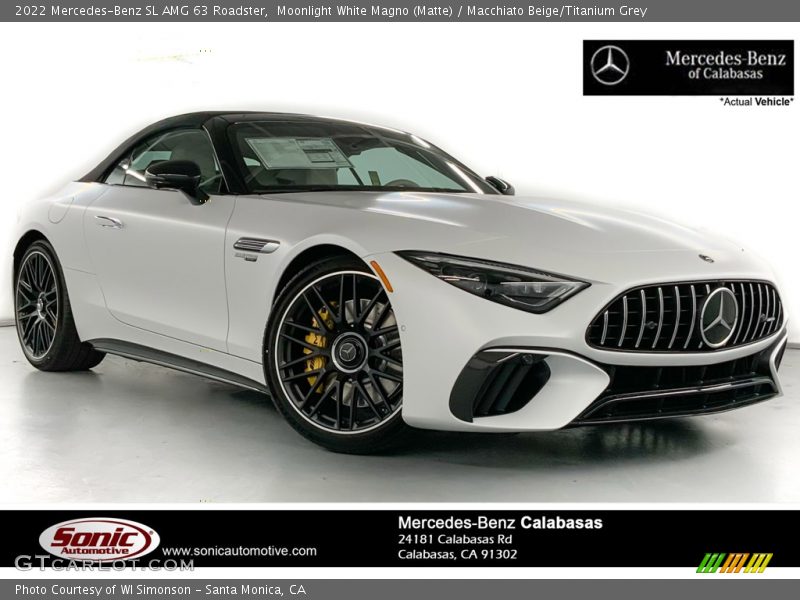 Moonlight White Magno (Matte) / Macchiato Beige/Titanium Grey 2022 Mercedes-Benz SL AMG 63 Roadster