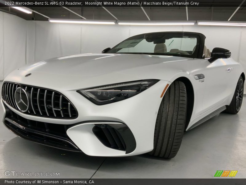 Moonlight White Magno (Matte) / Macchiato Beige/Titanium Grey 2022 Mercedes-Benz SL AMG 63 Roadster