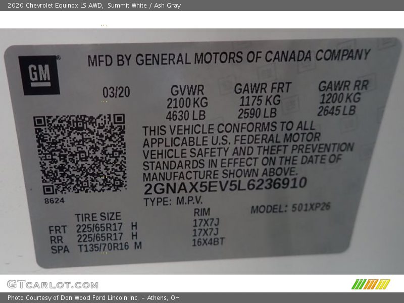 Summit White / Ash Gray 2020 Chevrolet Equinox LS AWD