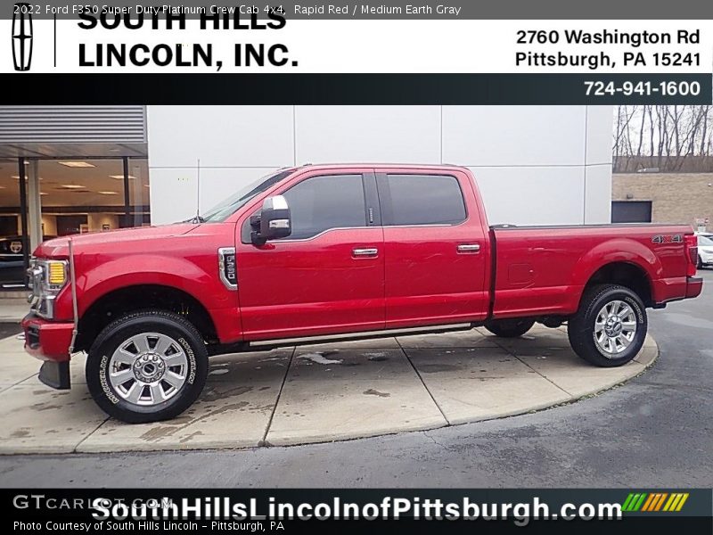 Rapid Red / Medium Earth Gray 2022 Ford F350 Super Duty Platinum Crew Cab 4x4