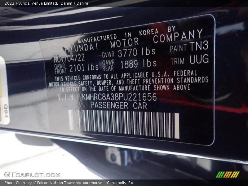 2023 Venue Limited Denim Color Code TN3