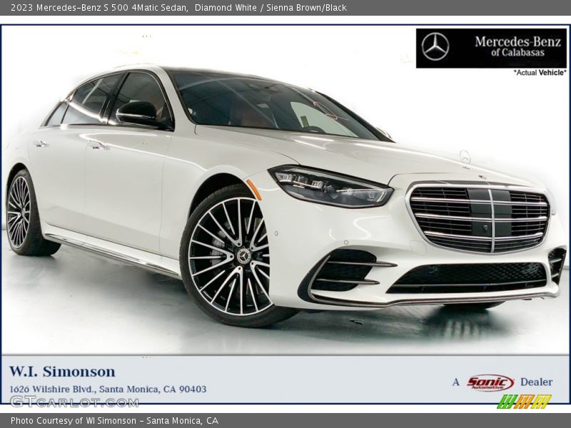 Diamond White / Sienna Brown/Black 2023 Mercedes-Benz S 500 4Matic Sedan