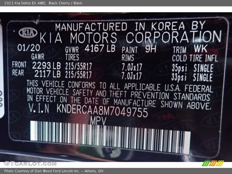 Black Cherry / Black 2021 Kia Seltos EX AWD