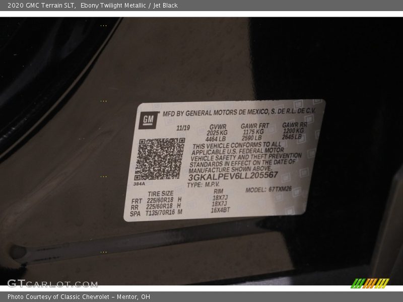 Ebony Twilight Metallic / Jet Black 2020 GMC Terrain SLT