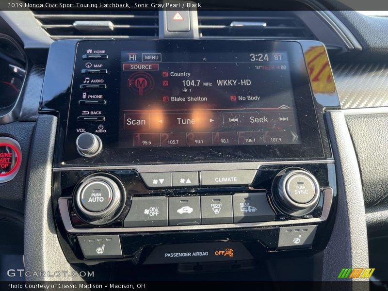 Sonic Gray Pearl / Black 2019 Honda Civic Sport Touring Hatchback