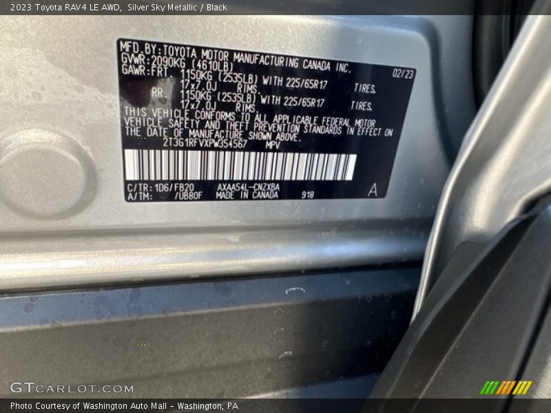 Silver Sky Metallic / Black 2023 Toyota RAV4 LE AWD