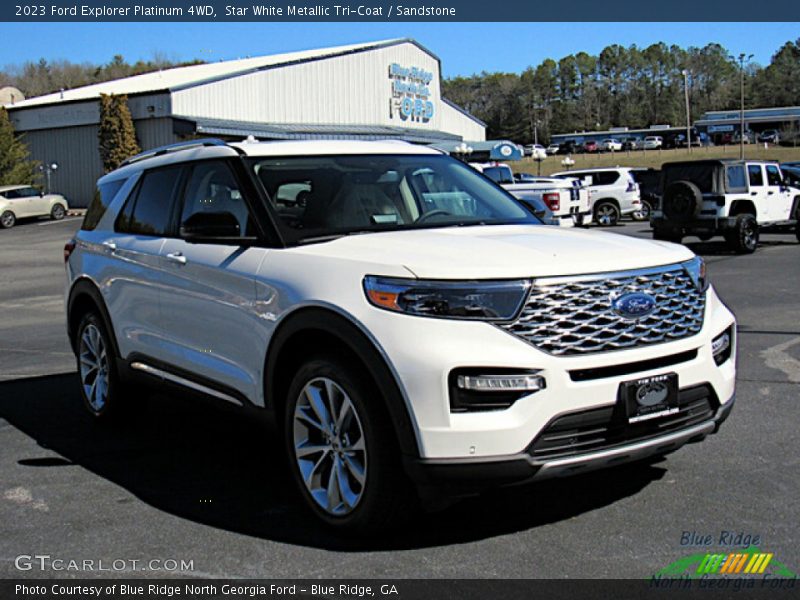 Star White Metallic Tri-Coat / Sandstone 2023 Ford Explorer Platinum 4WD