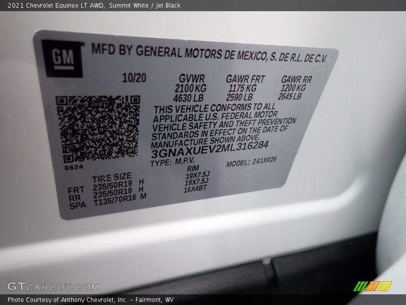 Summit White / Jet Black 2021 Chevrolet Equinox LT AWD