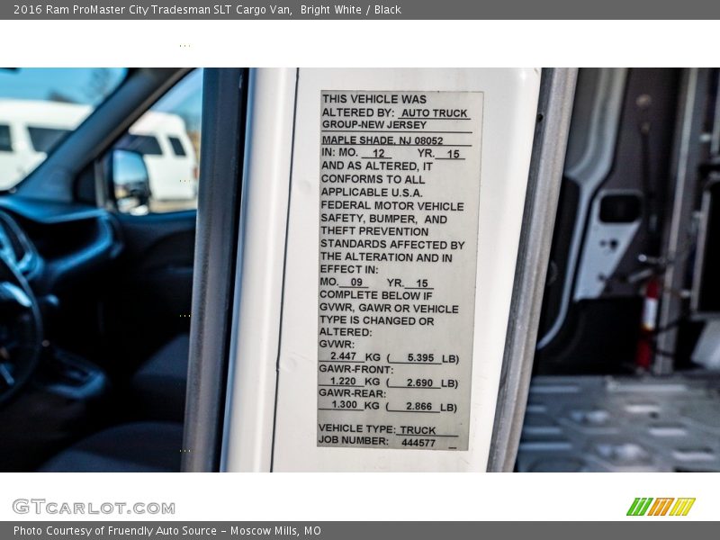 Bright White / Black 2016 Ram ProMaster City Tradesman SLT Cargo Van