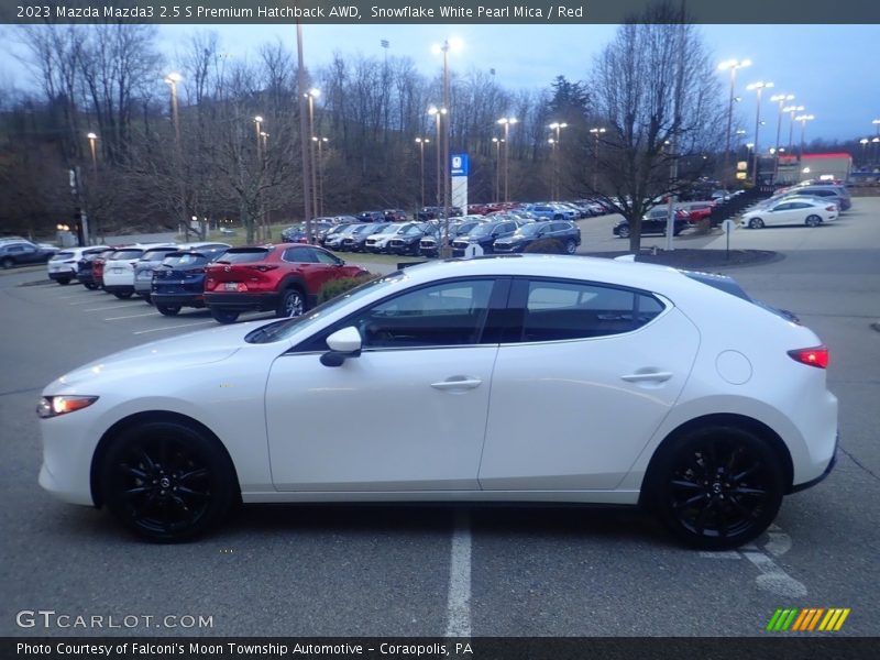 Snowflake White Pearl Mica / Red 2023 Mazda Mazda3 2.5 S Premium Hatchback AWD