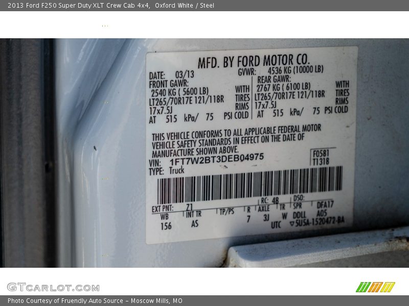 Oxford White / Steel 2013 Ford F250 Super Duty XLT Crew Cab 4x4