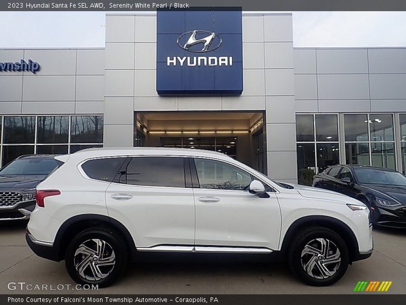 Serenity White Pearl / Black 2023 Hyundai Santa Fe SEL AWD