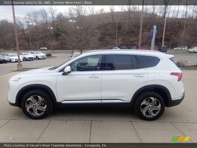 Serenity White Pearl / Black 2023 Hyundai Santa Fe SEL AWD