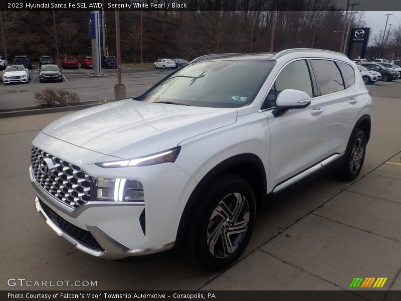 Serenity White Pearl / Black 2023 Hyundai Santa Fe SEL AWD