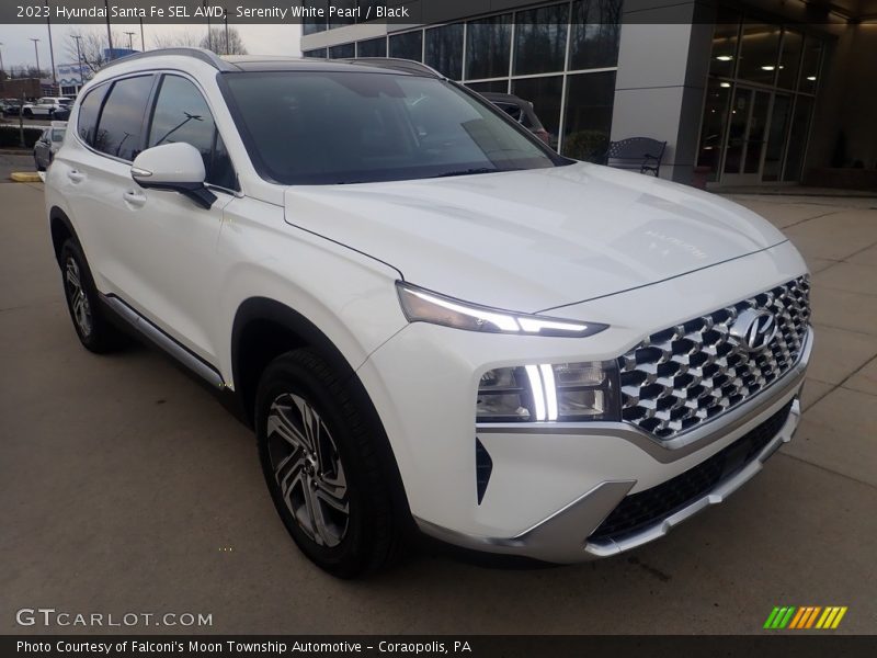 Serenity White Pearl / Black 2023 Hyundai Santa Fe SEL AWD