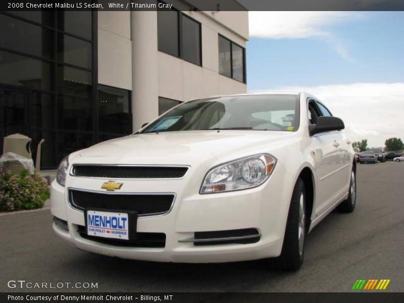 White / Titanium Gray 2008 Chevrolet Malibu LS Sedan