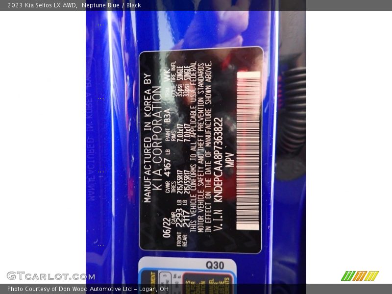 Neptune Blue / Black 2023 Kia Seltos LX AWD