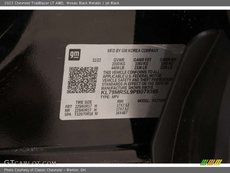 Mosaic Black Metallic / Jet Black 2023 Chevrolet TrailBlazer LT AWD