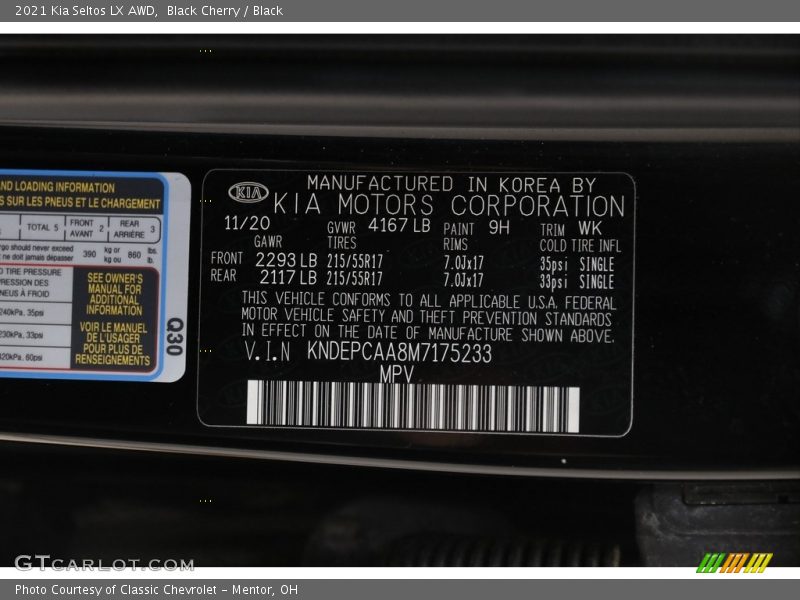 Black Cherry / Black 2021 Kia Seltos LX AWD